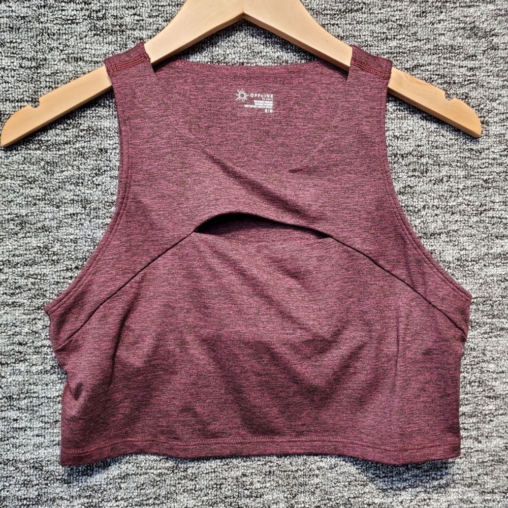 OFFLINE by Aerie The Hugger Recharge Sports Bra Women M Burgundy Cutout Yoga